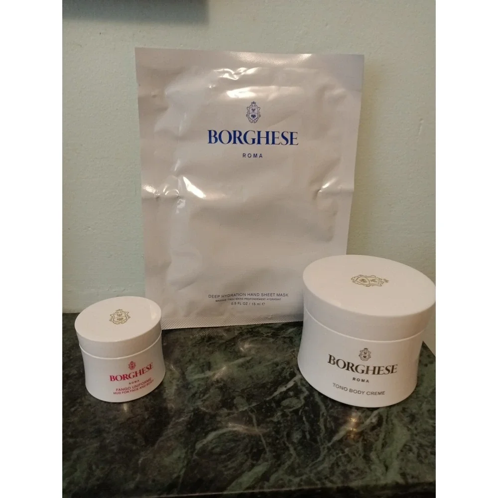 Borghese 4 Pc Love Your Body Gift Set Mask & Body Creme Cosmetic bag Fango Mud‎